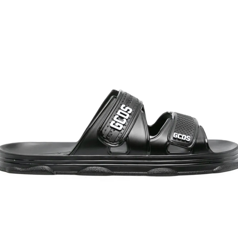 GCDS Black Slide Sandals with Logo
